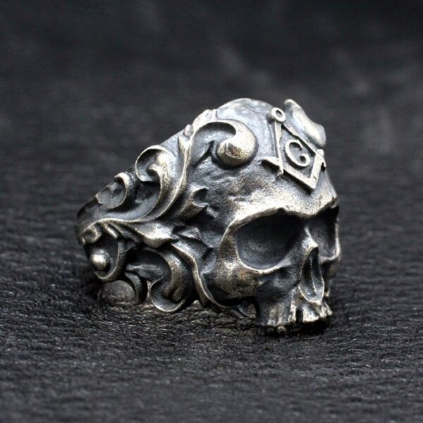 Sterling Silver Masonic Skull Ring For Men - VVV Jewelry