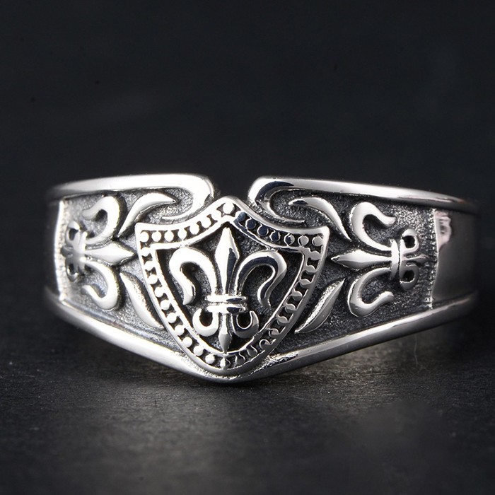 Fleur De Lis Ring for Mens | Sterling Silver Delicate Fleur De Lis Ring