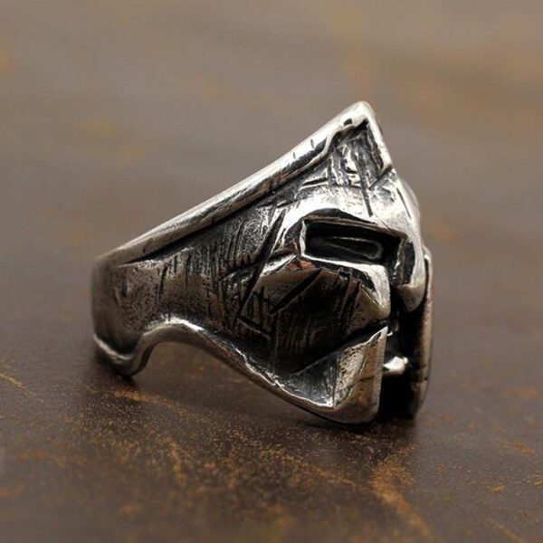 Mens Sterling Silver King Of Sparta Helmet Ring - VVV Jewelry