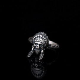 Sterling Silver Indian Chief Skull Ring - VVV Jewelry