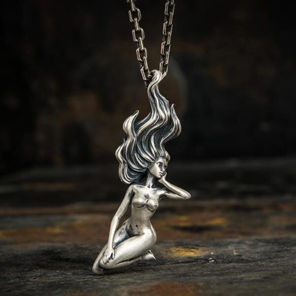 Fine Silver Naked Female Pendant Necklace Vvv Jewelry