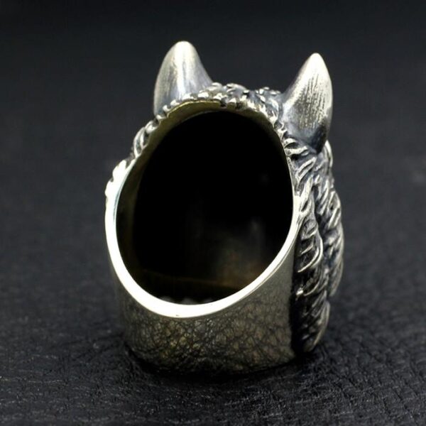 Big & Heavy Sterling Silver King Of Wolf Ring - VVV Jewelry