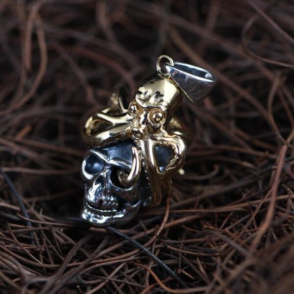 Sterling Silver Octopus Skull Pendant Necklace - VVV Jewelry