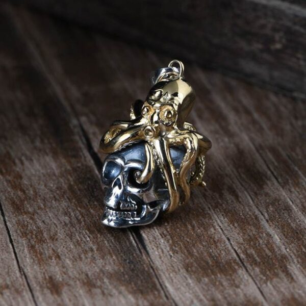 Sterling Silver Octopus Skull Pendant Necklace - VVV Jewelry