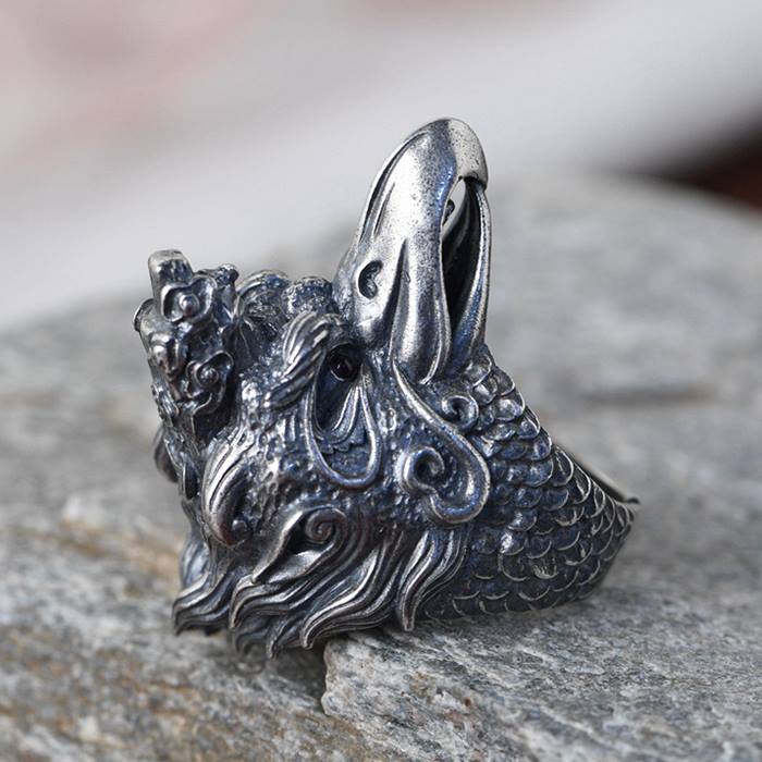 Buy Antiqued Silver Tone Stainless Steel Eagle Profile Ring Online - INOX  Jewelry - Inox Jewelry India